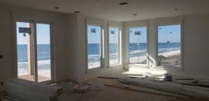 interior of beach home living room under construction